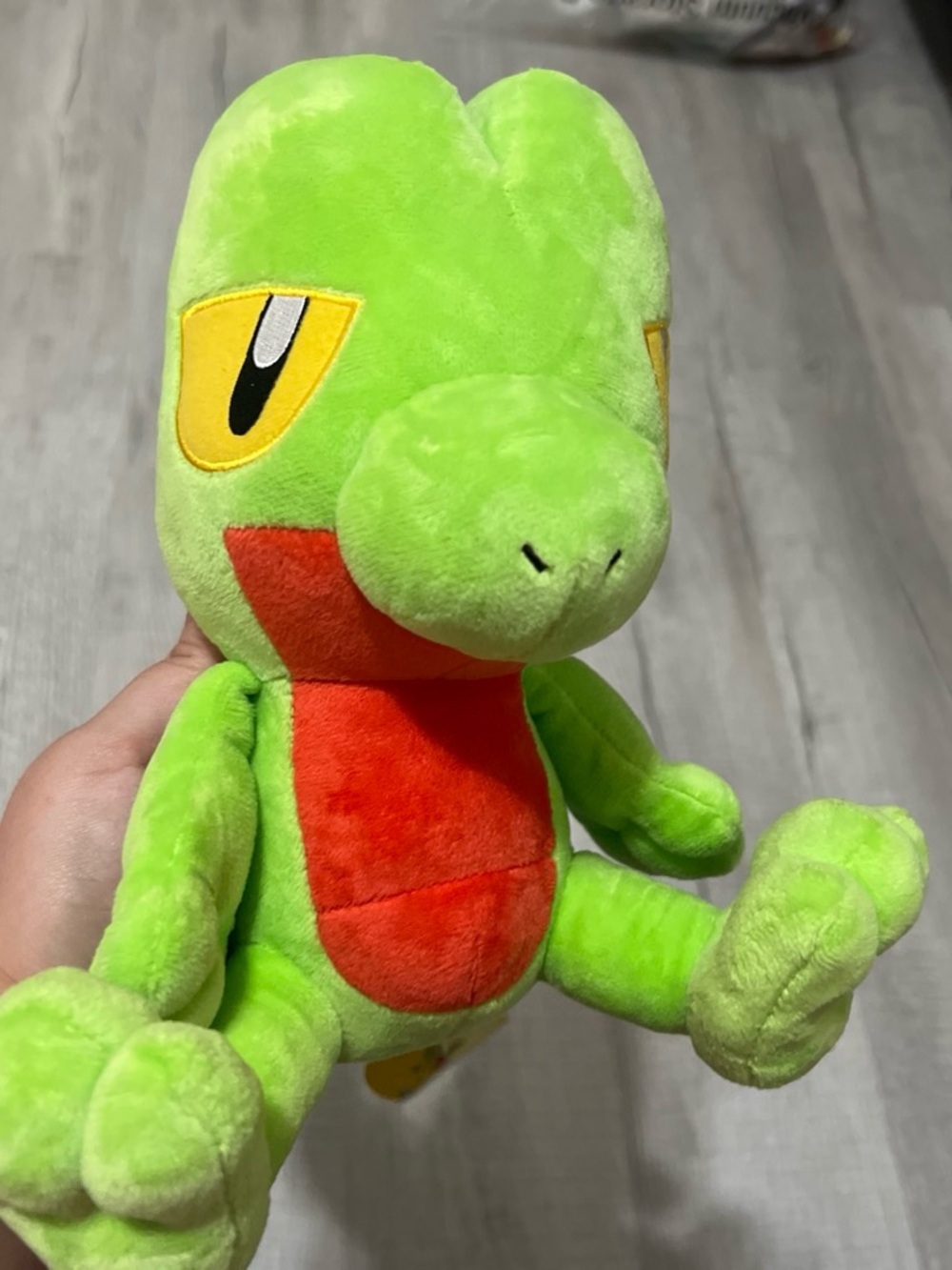 Treecko Pokemon Plush Green and Red 12” long Plush Toy - Soft Tree Frog Style